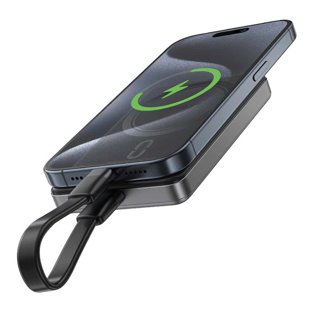 Baterie externa Acefast Magnetic Wireless Ultra-thin (M12-10000), Type-C, 10000mAh, 38.7Wh, PD20W, LED Indicator, Negru