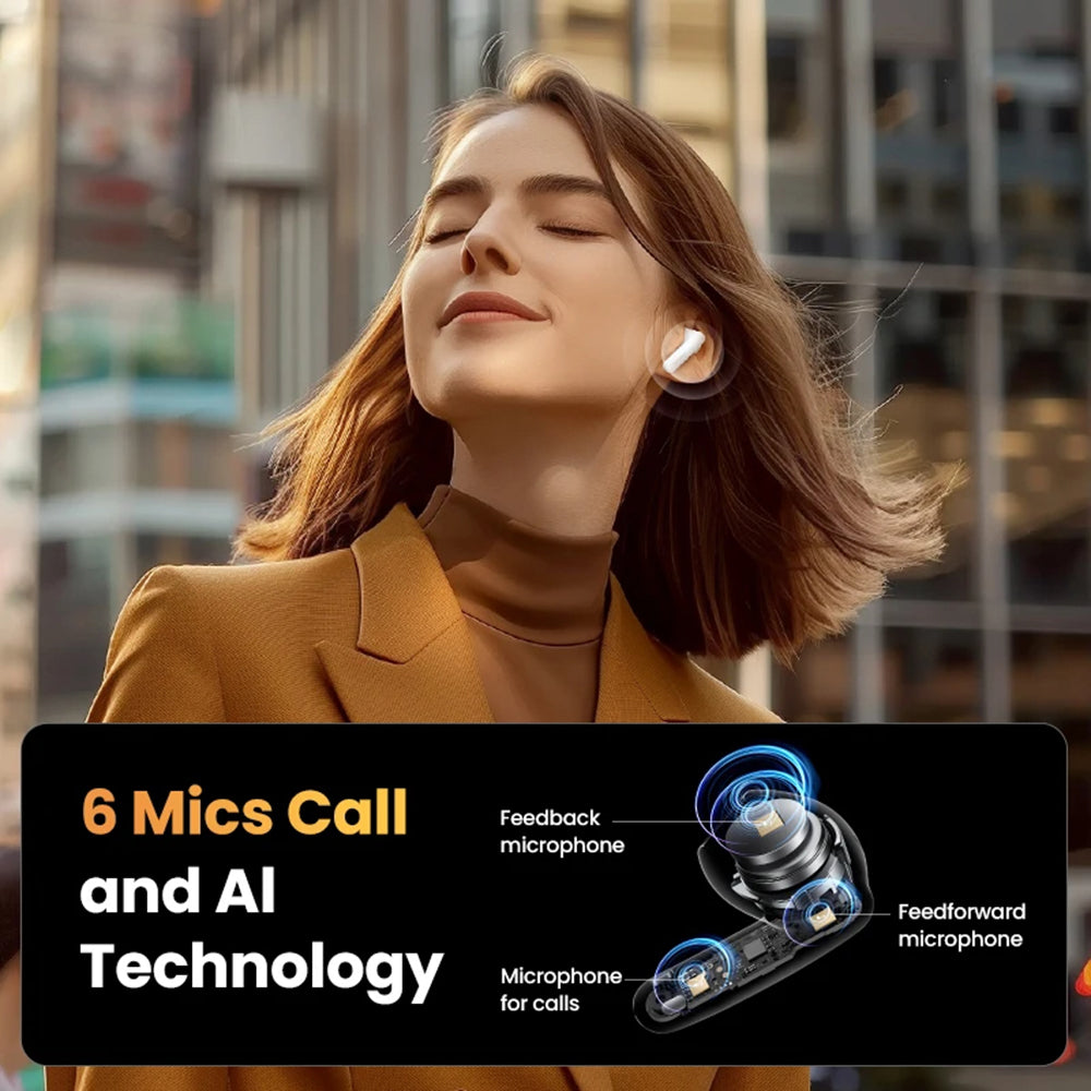 Casti Ugreen HiTune H6 Pro WS203 (35873), Bluetooth 5.3, Adaptive ANC, Spatial Sound, Hi-Res, IPX5, Alb