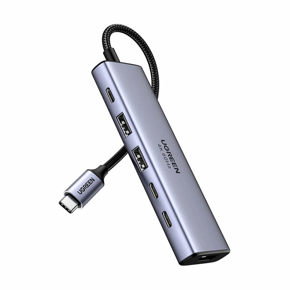 Hub/Dock Ugreen Docking Station CM511 (35999), Type-C to 2x USB3.2, 1x HDMI 4K@60Hz, 3x Type-C, PD100W, 10Gbps, Gri