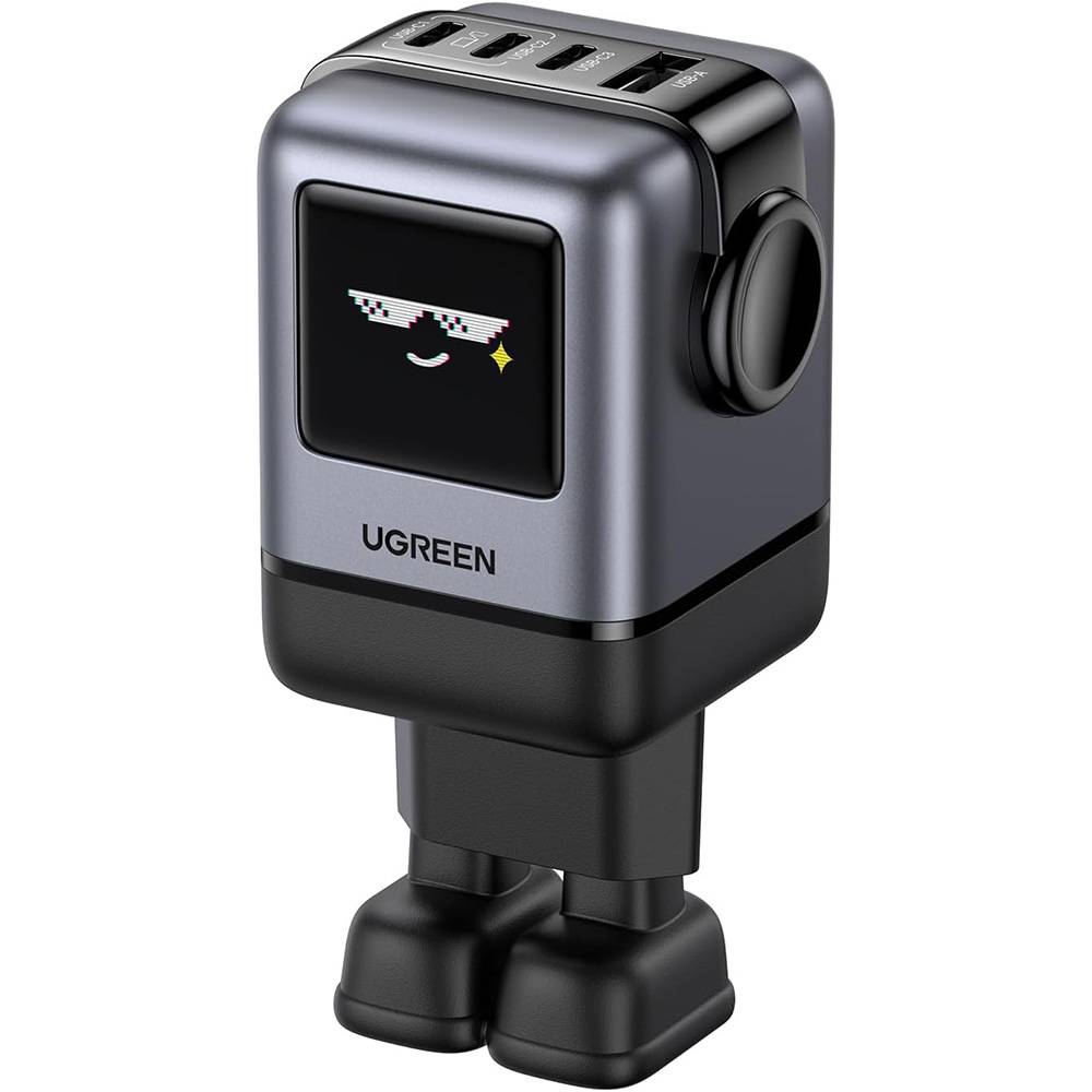 Incarcator Ugreen Uno RG X688 (45515B), with TFT Display, GaN, Super Fast Charging, USB, 3x Type-C, QC, 100W, 3A, Gri