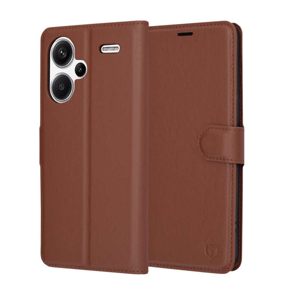 Husa de protectie Techsuit Leather Folio compatibil cu Xiaomi Redmi Note 13 Pro+ 5G, Maro