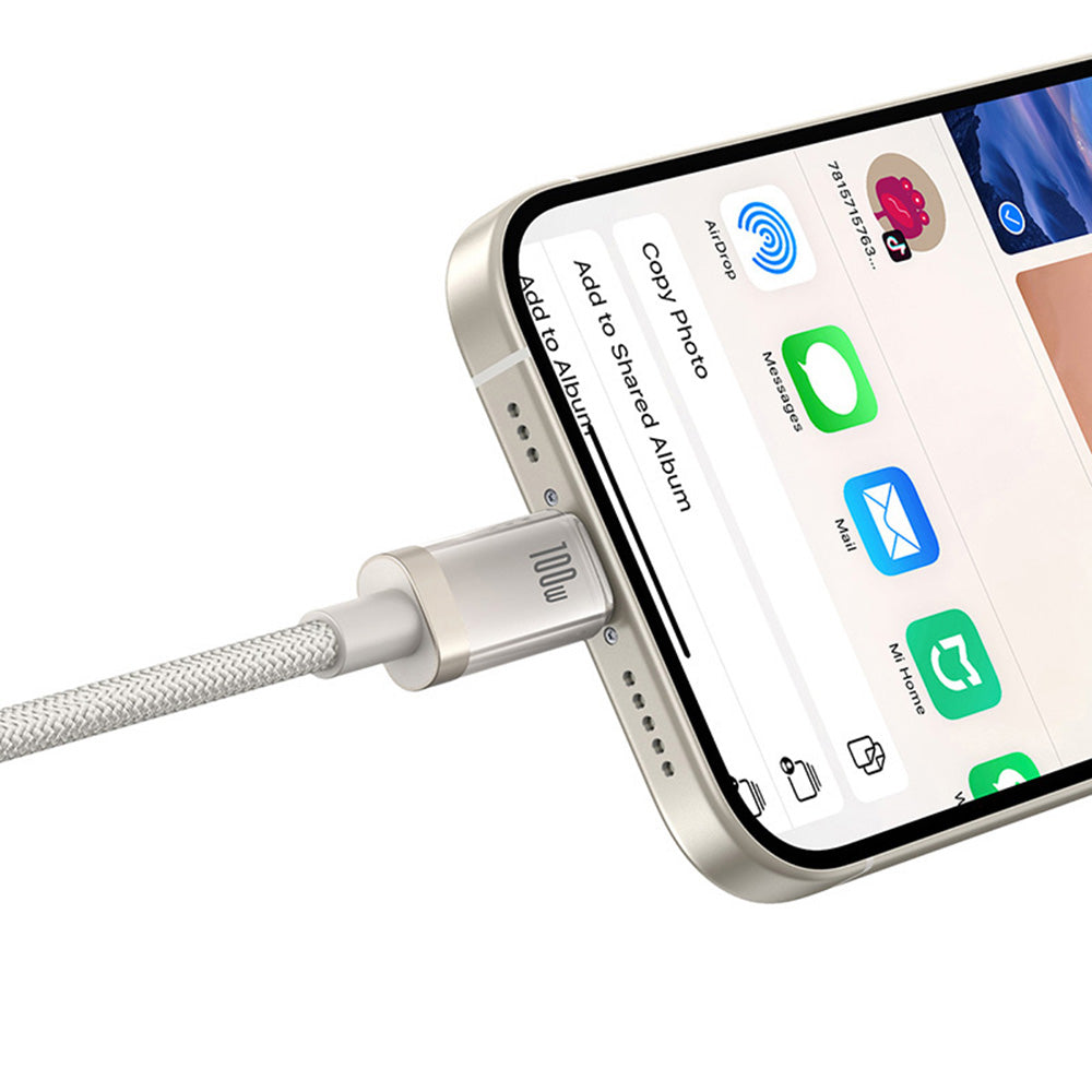 Cablu Baseus Titanium (P10378100G21-01), USB-C to Type-C, 100W, Fast Charging, 480Mbps, 2m, Galaxy Titanium Gold