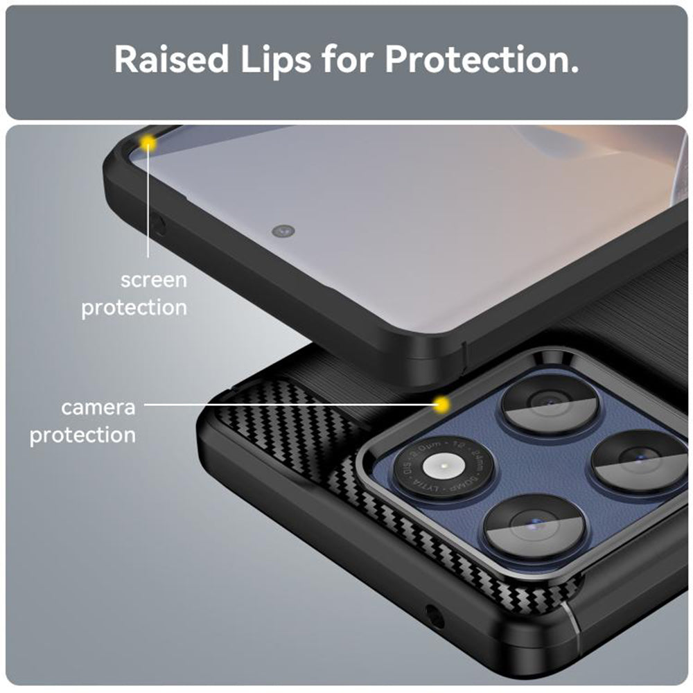 Husa de protectie Techsuit Carbon Silicone compatibil cu Motorola Edge 60 Pro, Negru