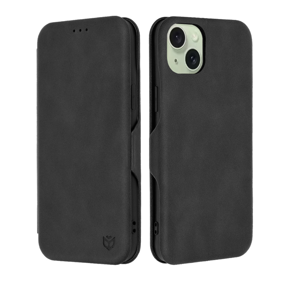 Husa de protectie Techsuit Safe Wallet Plus compatibil cu iPhone 15 Plus, Negru