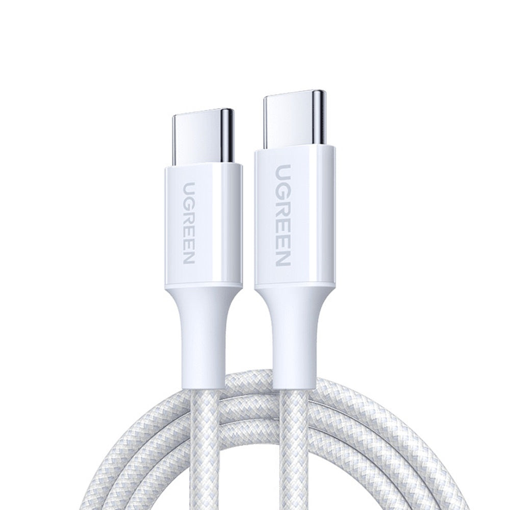 Cablu Ugreen L501 (35218), USB-C to USB-C, 3A, 60W, 1m, Nylon, Alb