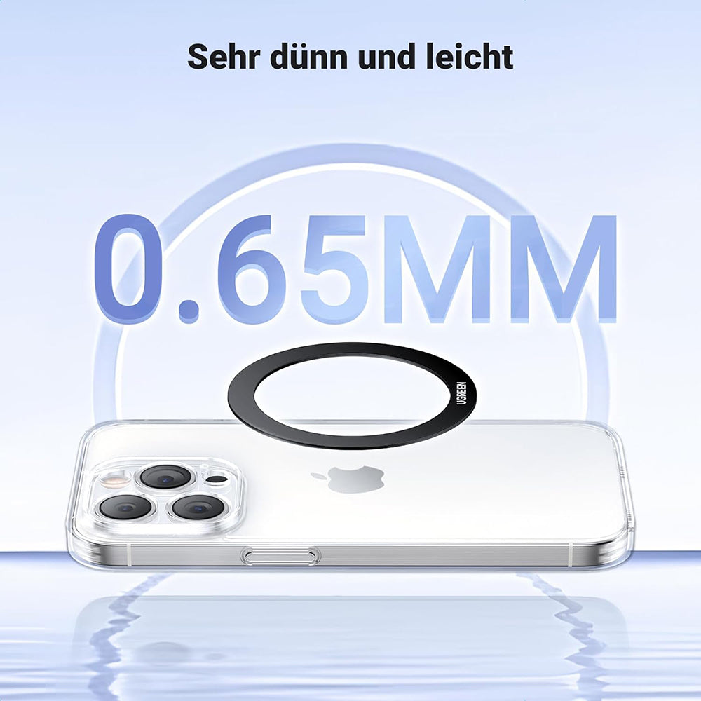 Suport Ugreen (set de 2) Metal Ring Magnetic LP428 (25766), Universal Phone Ring for Samsung, iPhone, Negru