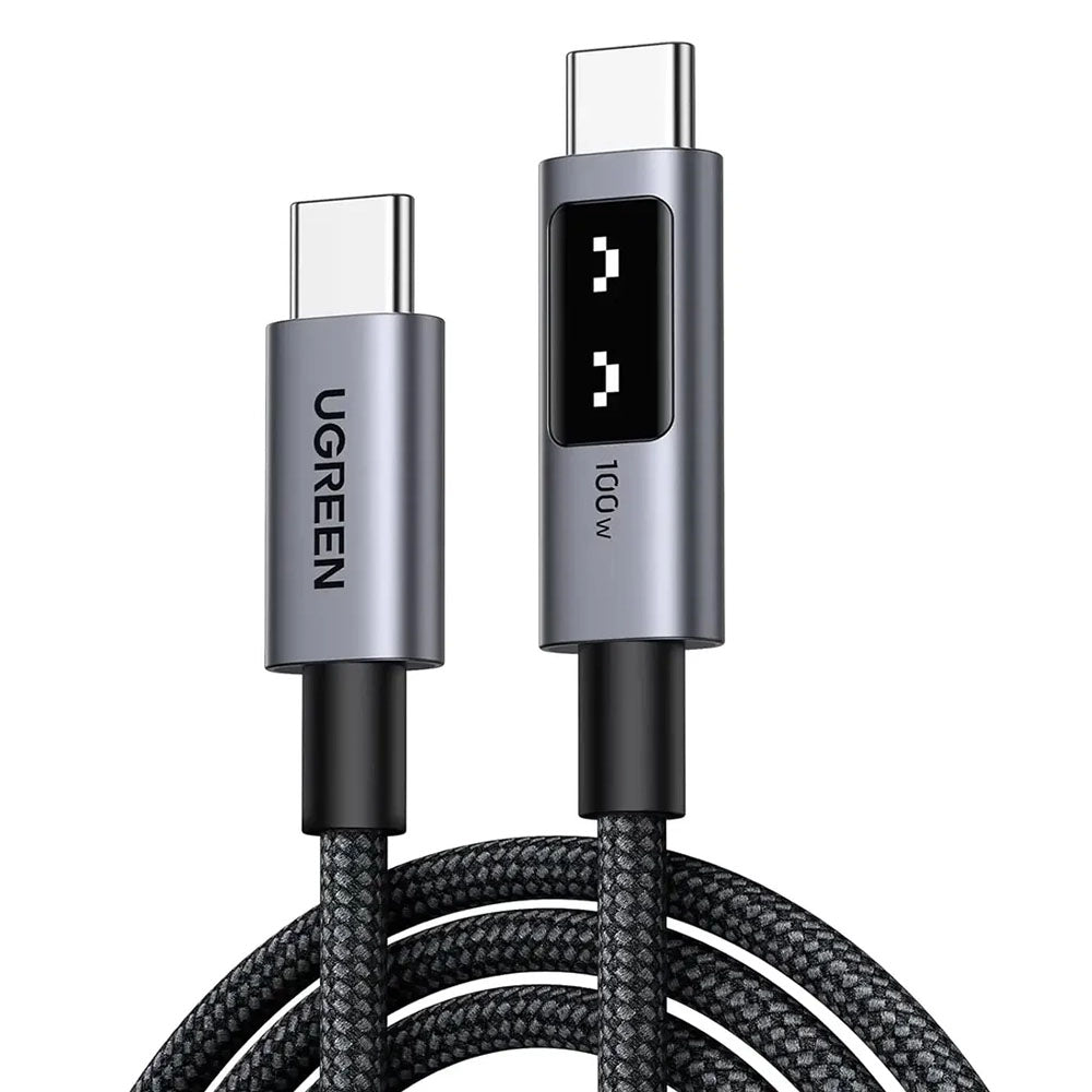 Cablu Ugreen L509 (35512), USB-C to USB-C, 5A, 100W, 2m, Nylon, Gri Spatial