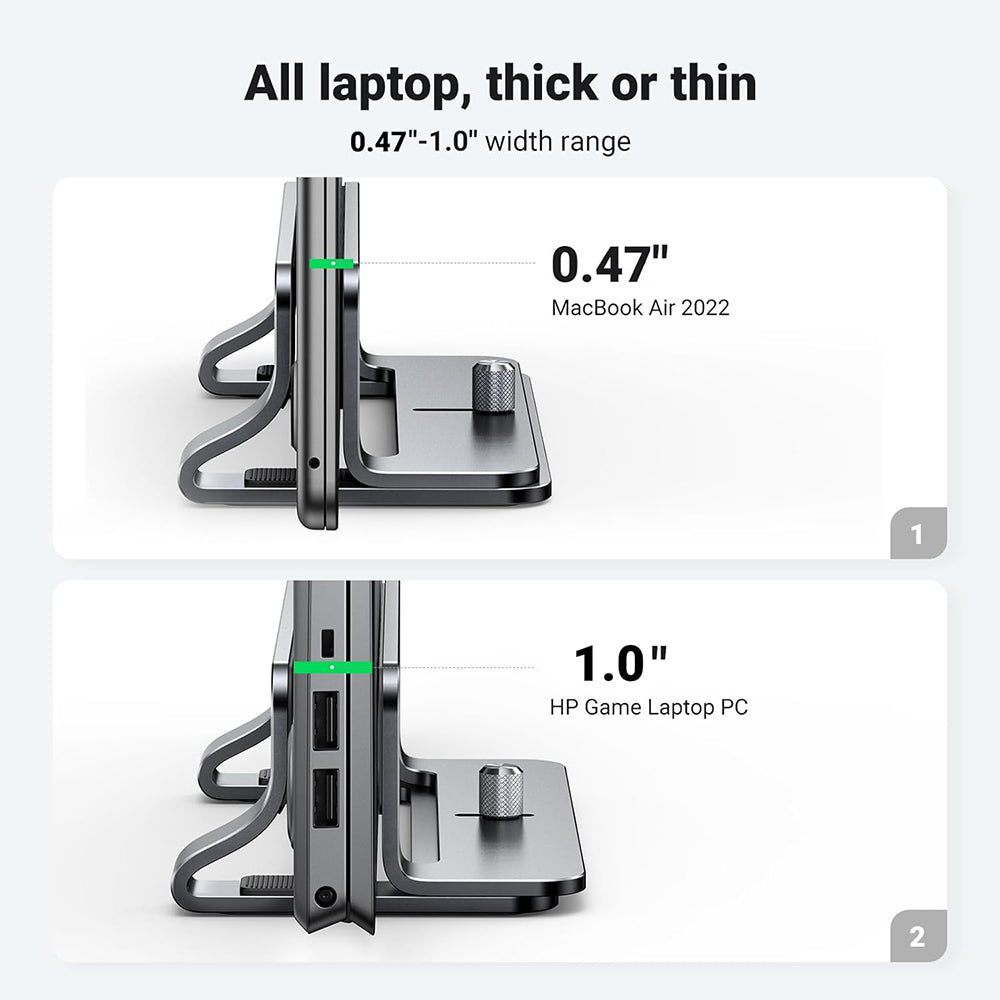 Suport Ugreen Vertical Laptop LP258 (20471), Adjustable Stand, Single Slot, Up to 15.6", Argintiu