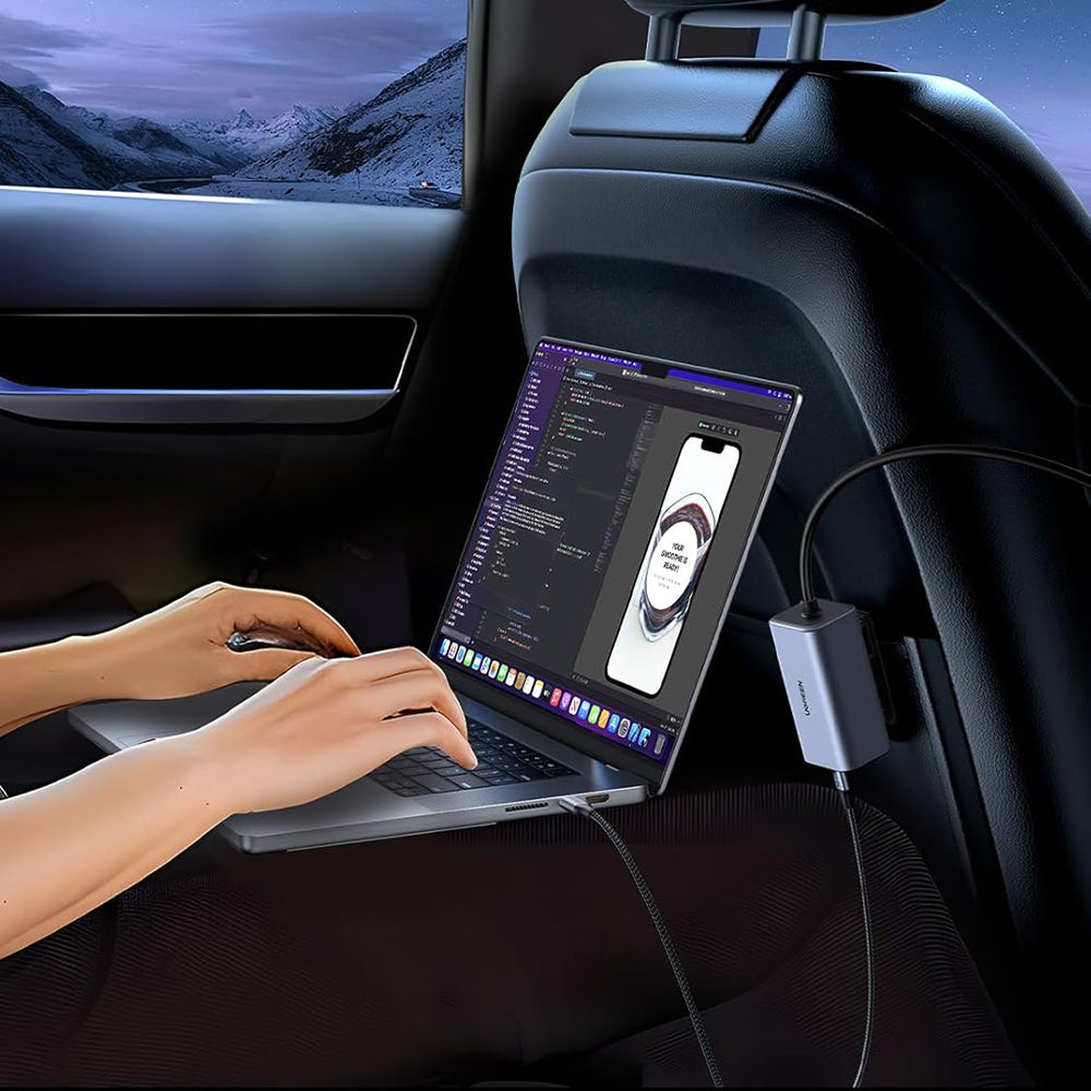 Incarcator Ugreen Car EC706 (35571), with Splitter, USB, 3x Type-C, 150W, GaN, Fast Charge, 1m, Negru