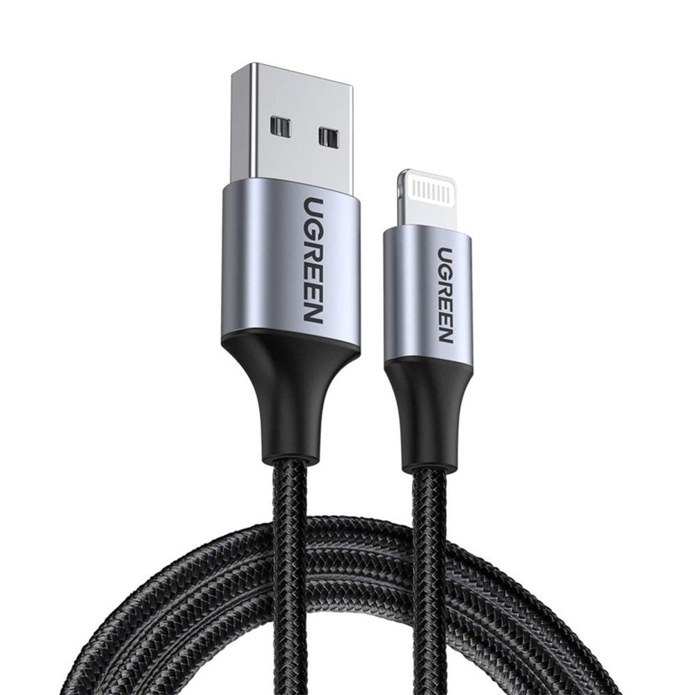 Cablu Ugreen US199 (60156), USB to Lightning, Fast Charging 2.4A, 480Mbps, 1m, Gri Spatial