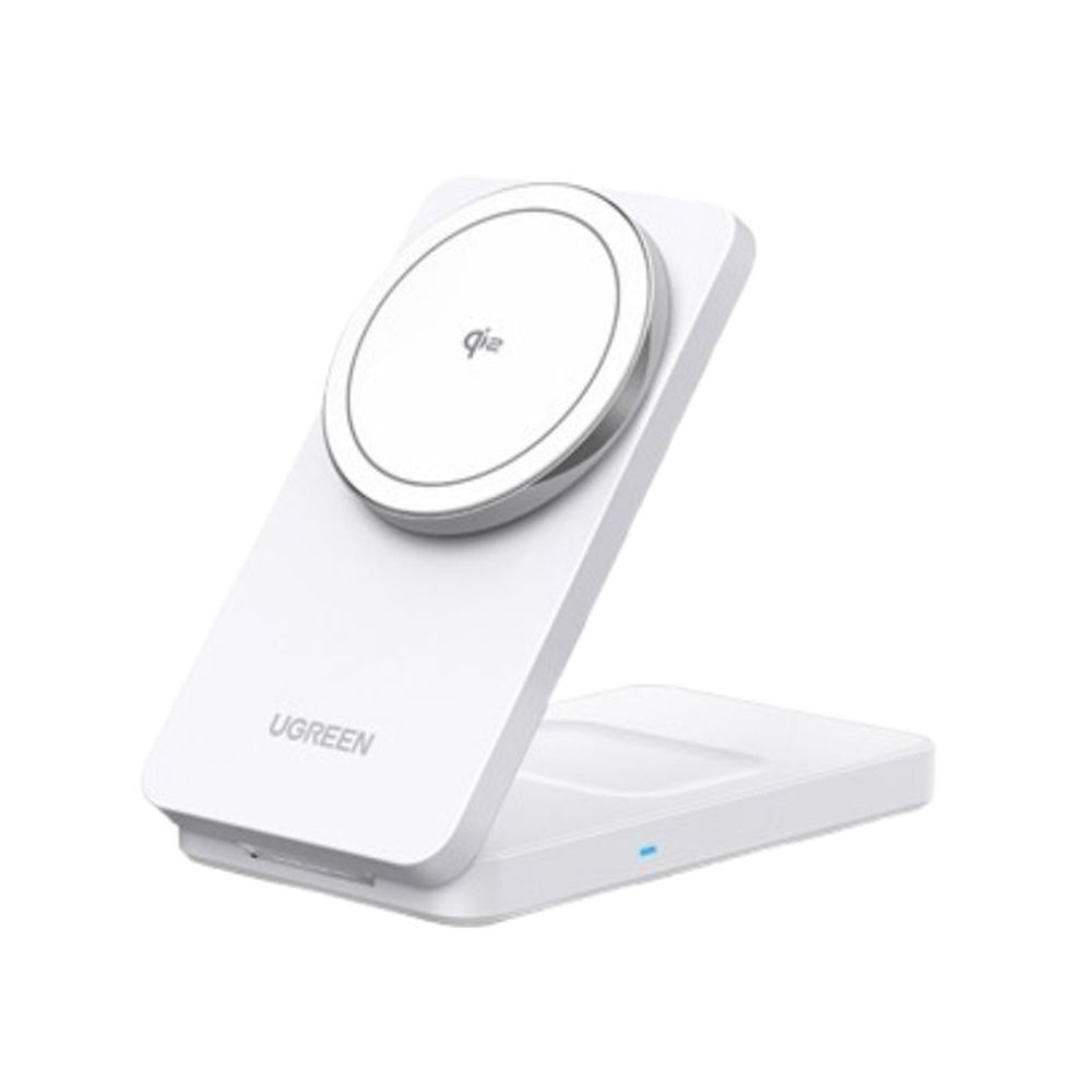 Incarcator Ugreen Wireless W706 (45057), MagSafe, 2in1, for iPhone, AirPods, USB-C Cable, 20W, 3A, Qi2, MPP, 1m, Alb