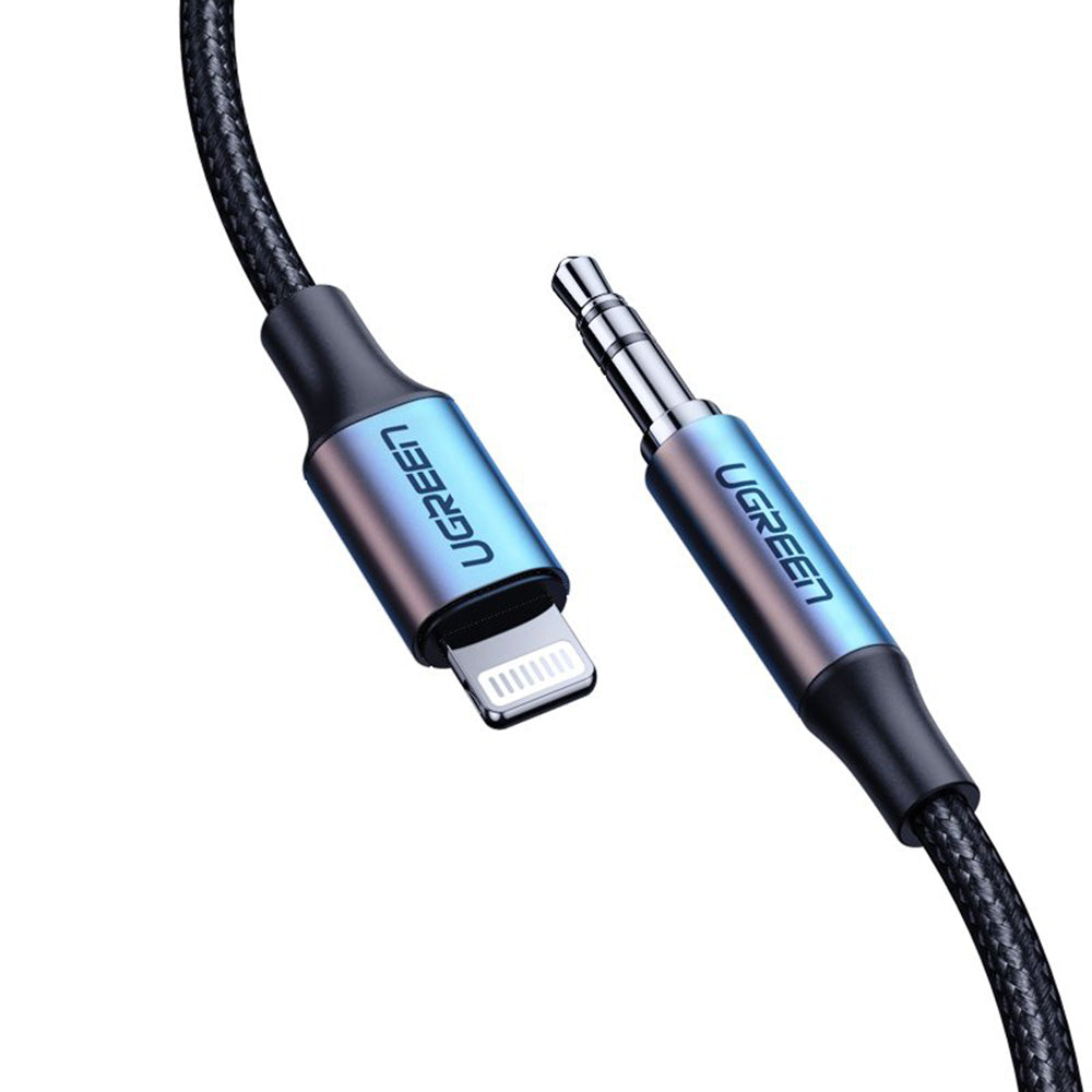 Adaptor Ugreen Audio Cable Aluminium Shell US315 (70509), Lightning to Jack 3.5mm, MFi Certified, 1m, Negru