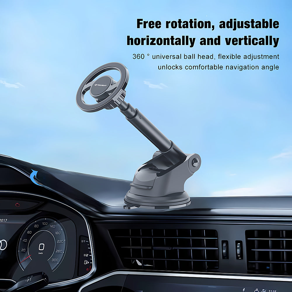 Suport Techsuit MagProX (S12), for Dashboard, MagSafe Compatible, 360° Rotation, Suction Cup Mounting Base, Negru