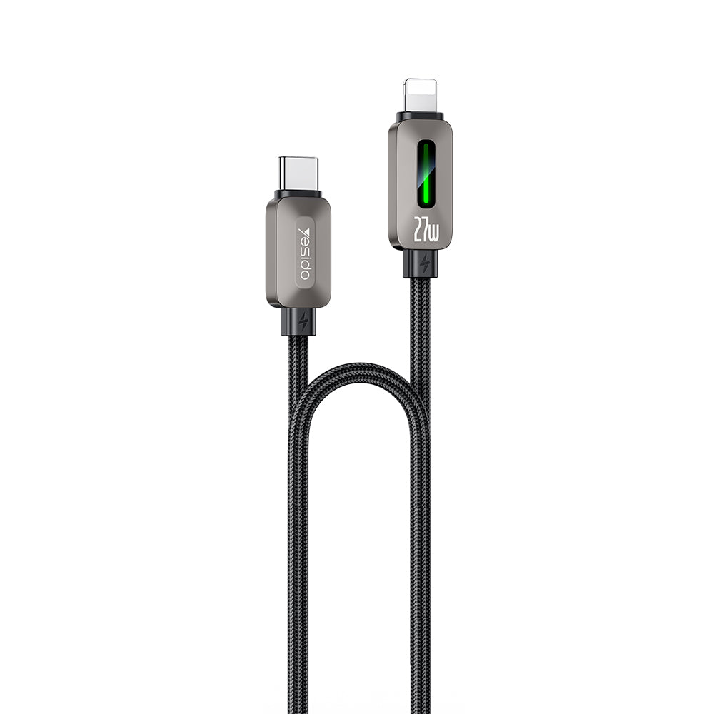 Cablu Yesido (CA199), USB-C la Lightning, 27W, 1.2m, Negru