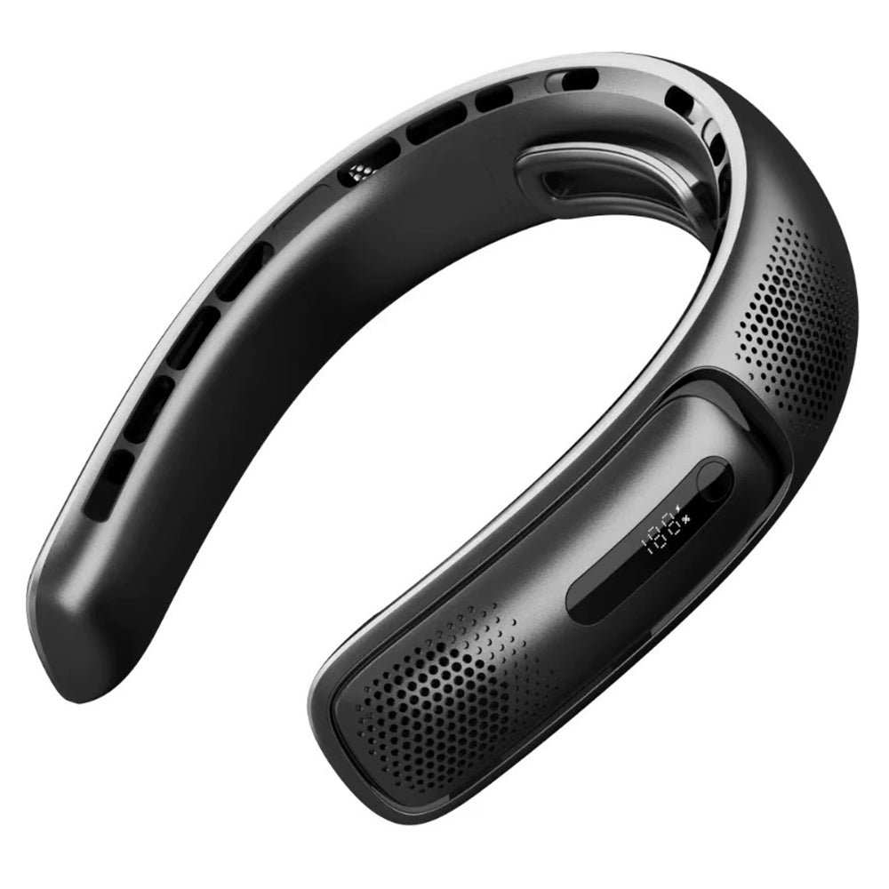 Techsuit Neck Fan (S11), Portable, Silicone Support, 4x Airflow, Digital Display, 4000mAh, 4800RPM, Negru