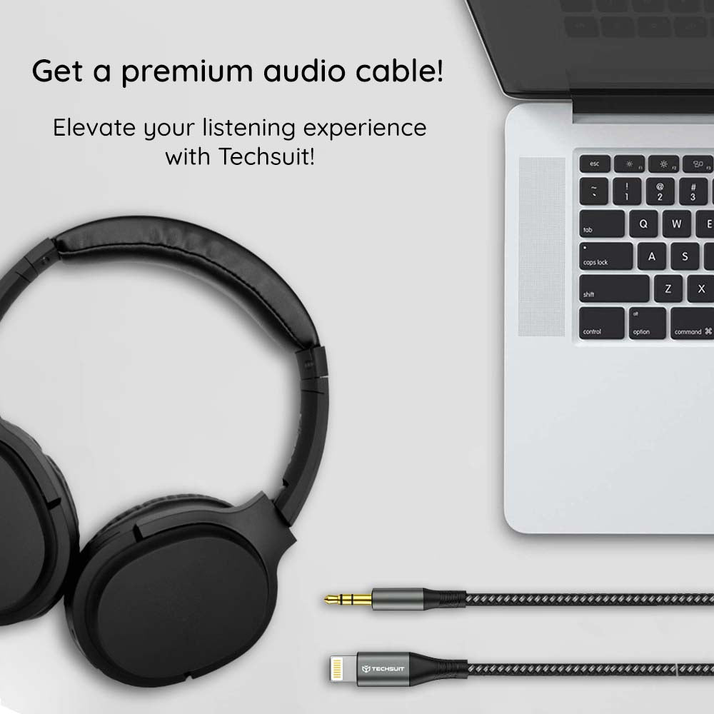 Adaptor Techsuit Premium Cable Adapter NexaSound (AC17), Lightning to 3.5mm Jack, Nylon Braided + Aluminum Alloy, 1m, Gri