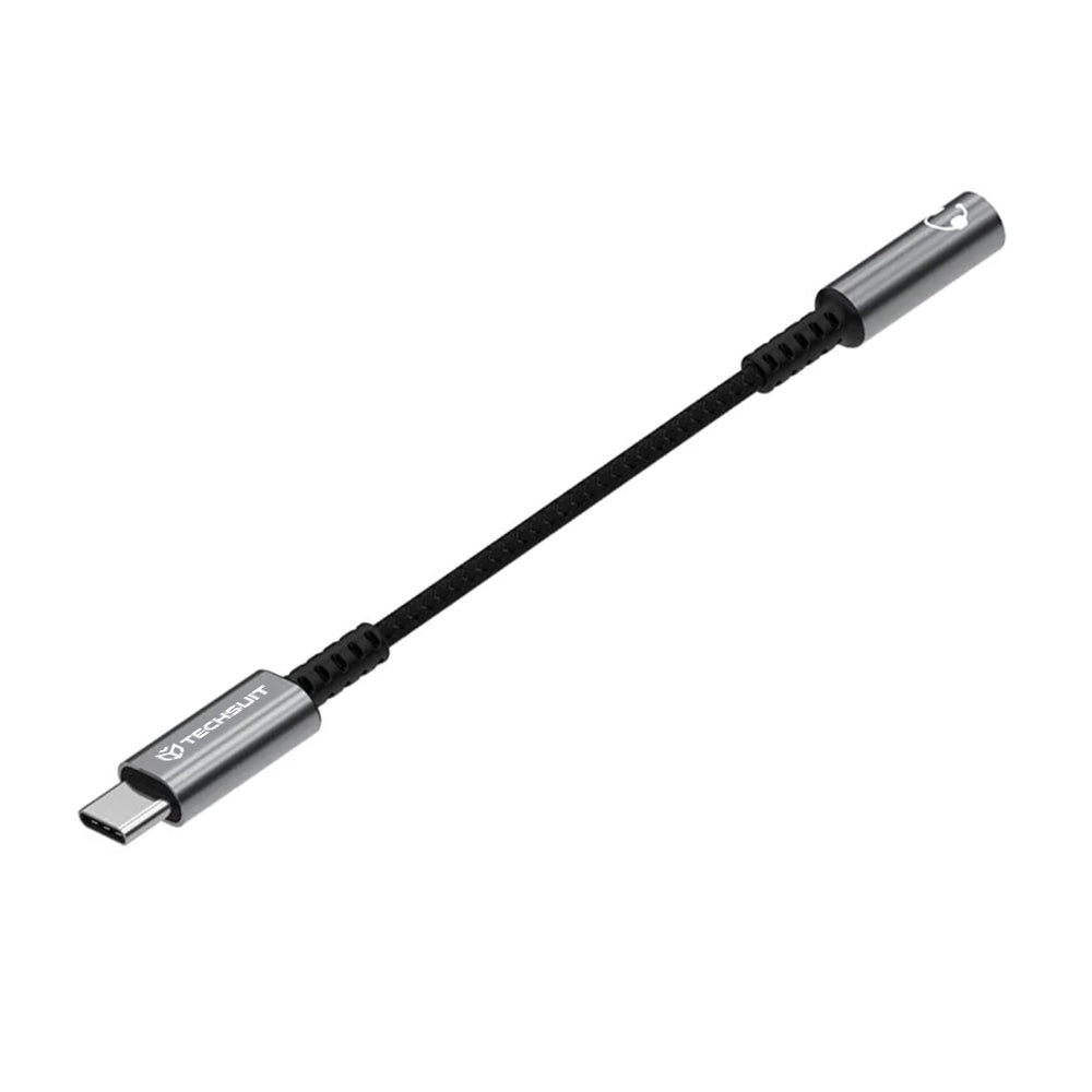 Adaptor Techsuit Premium Cable Adapter SonicPiX (AC14), Type-C to 3.5mm Jack, 3A, DAC Chip, Aluminum, Digital Decoder, 0.1m, Gri