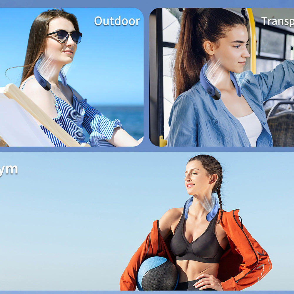 Techsuit Neck Fan (S8), Portable, with Digital Display, 3 Wind Speeds, 4000mAh, 7300RPM, Alb