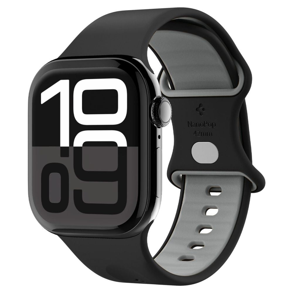 Accesoriu smartwatch Spigen Nano Pop (AMP09324) compatibil cu Apple Watch 1/2/3/4/5/6/7/8/9/10/11/SE/SE 2/SE 3 (38/40/41/42mm), Negru Sesame