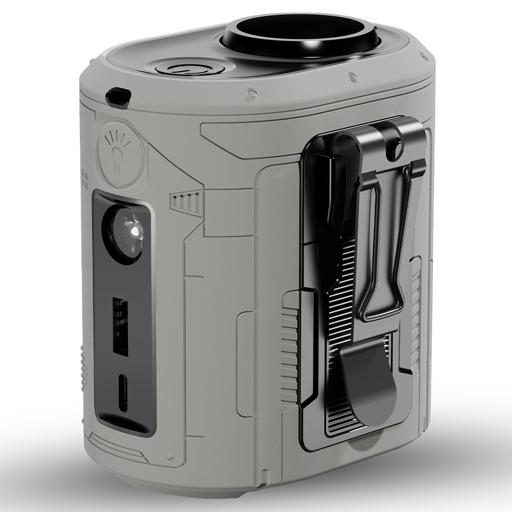 Techsuit Premium Portable Mini Fan (Z14), with Power Bank, Rechargeable, 5 Wind Speeds, Belt Buckle, 5000mAh, Gri