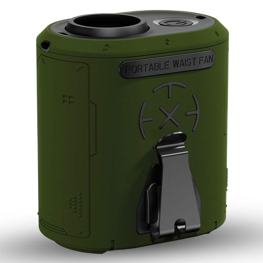 Techsuit Premium Portable Mini Fan (Z14), with Power Bank, Rechargeable, 5 Wind Speeds, Belt Buckle, 5000mAh, Verde