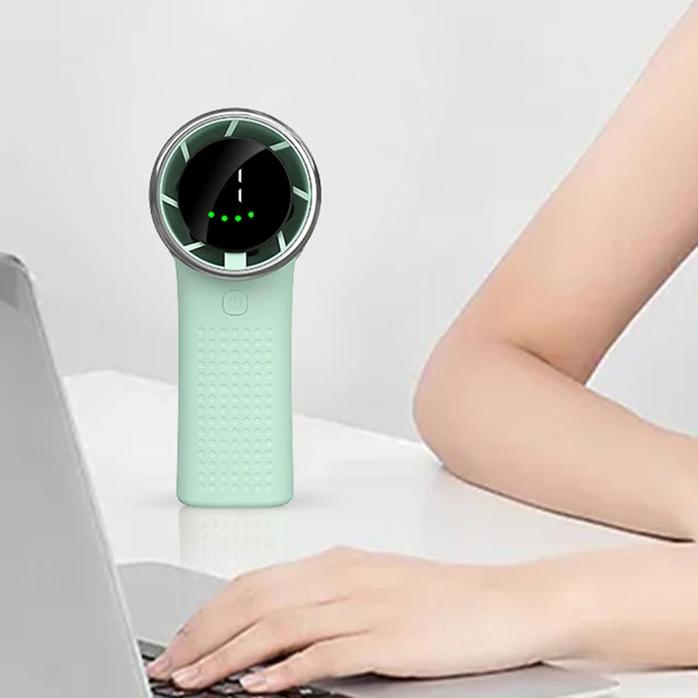 Techsuit Premium Mini Hand Fan (A8), with LED Digital Display, USB-C Rechargeable, 5 Wind Speeds, 3600mAh, Alb