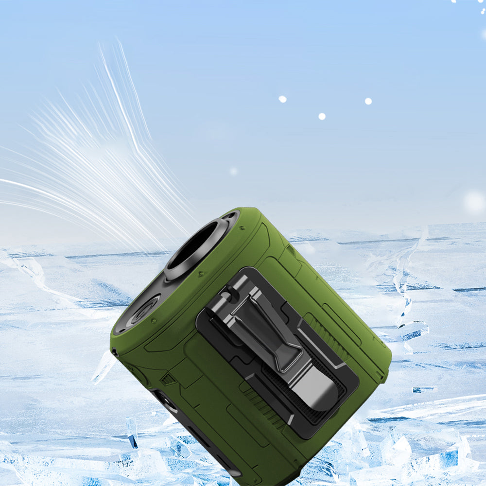 Techsuit Premium Portable Mini Fan (Z14), with Power Bank, Rechargeable, 5 Wind Speeds, Belt Buckle, 5000mAh, Verde
