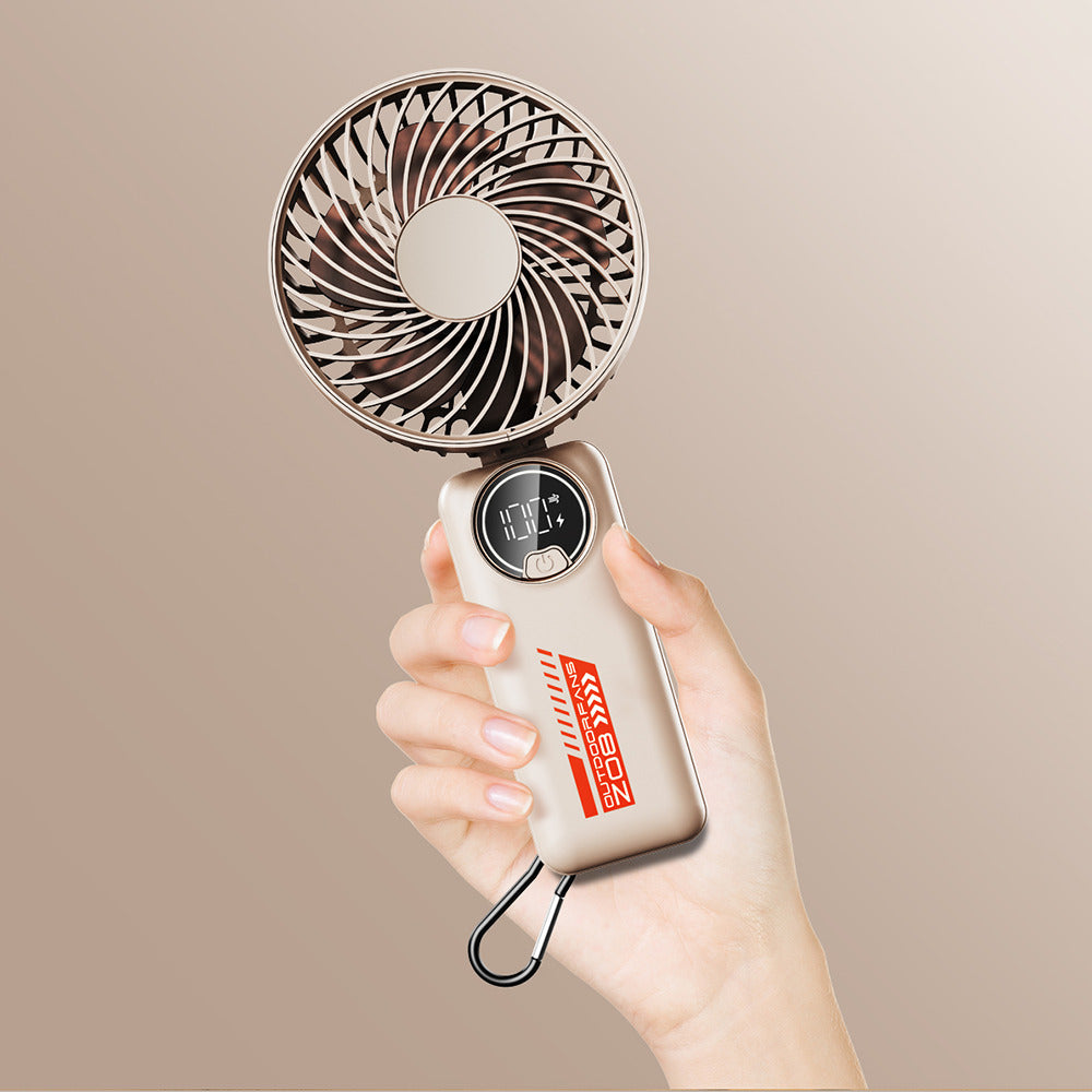 Techsuit Premium Mini Hand Fan (Z8), with LED Digital Display, USB-C Rechargeable, 3 Wind Speeds, 2A, 3600mAh, Verde