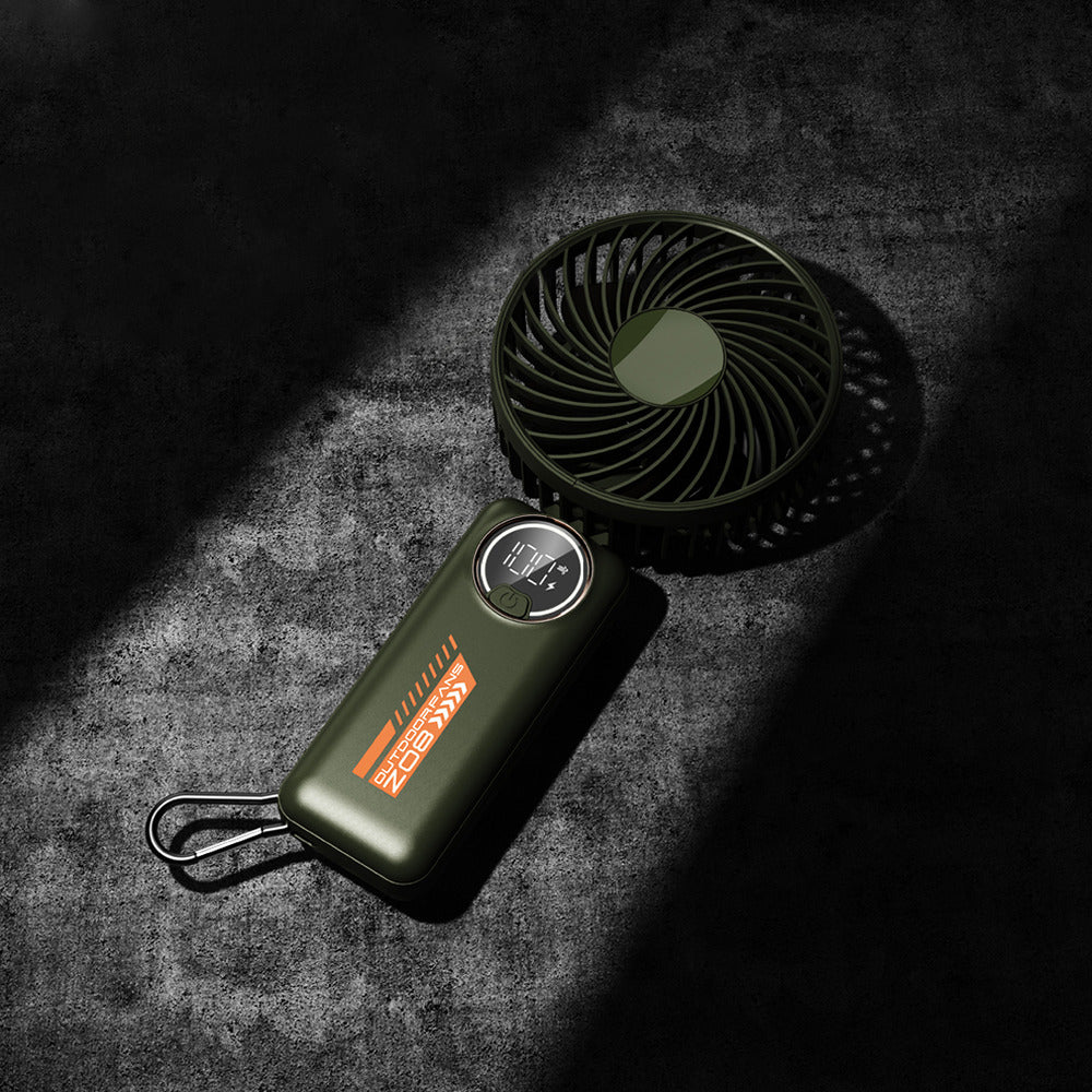 Techsuit Premium Mini Hand Fan (Z8), with LED Digital Display, USB-C Rechargeable, 3 Wind Speeds, 2A, 3600mAh, Verde