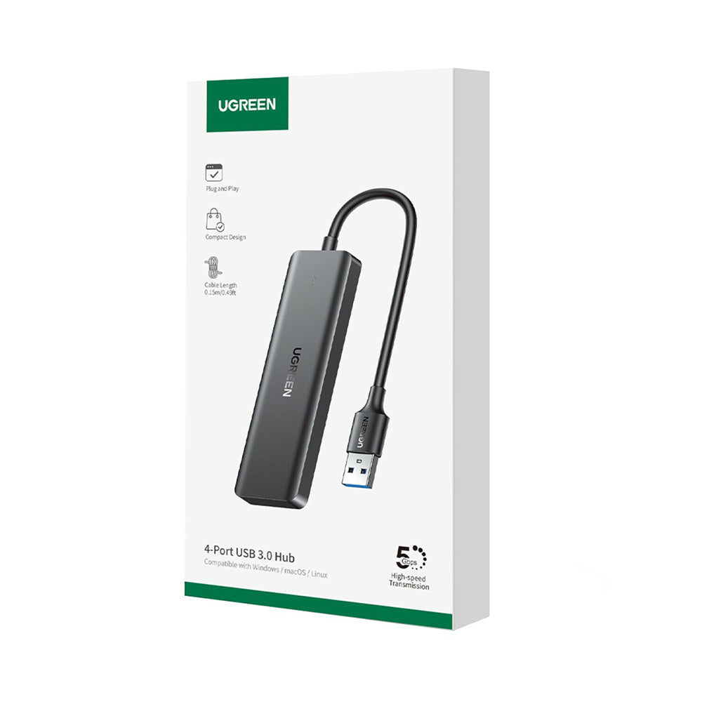 Hub/Dock Ugreen Docking Station CM219 (25851), USB3.0 Male to 4x USB-A, 5Gbps, Indicator Light, 0.15m, Negru