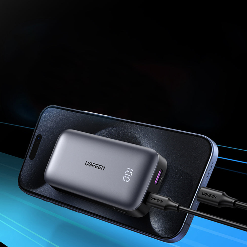 Baterie externa Ugreen PB502 (25185), Fast Charging, with Digital Display, 10000mAh, USB, Type-C, 30W, 5V/3A, Gri
