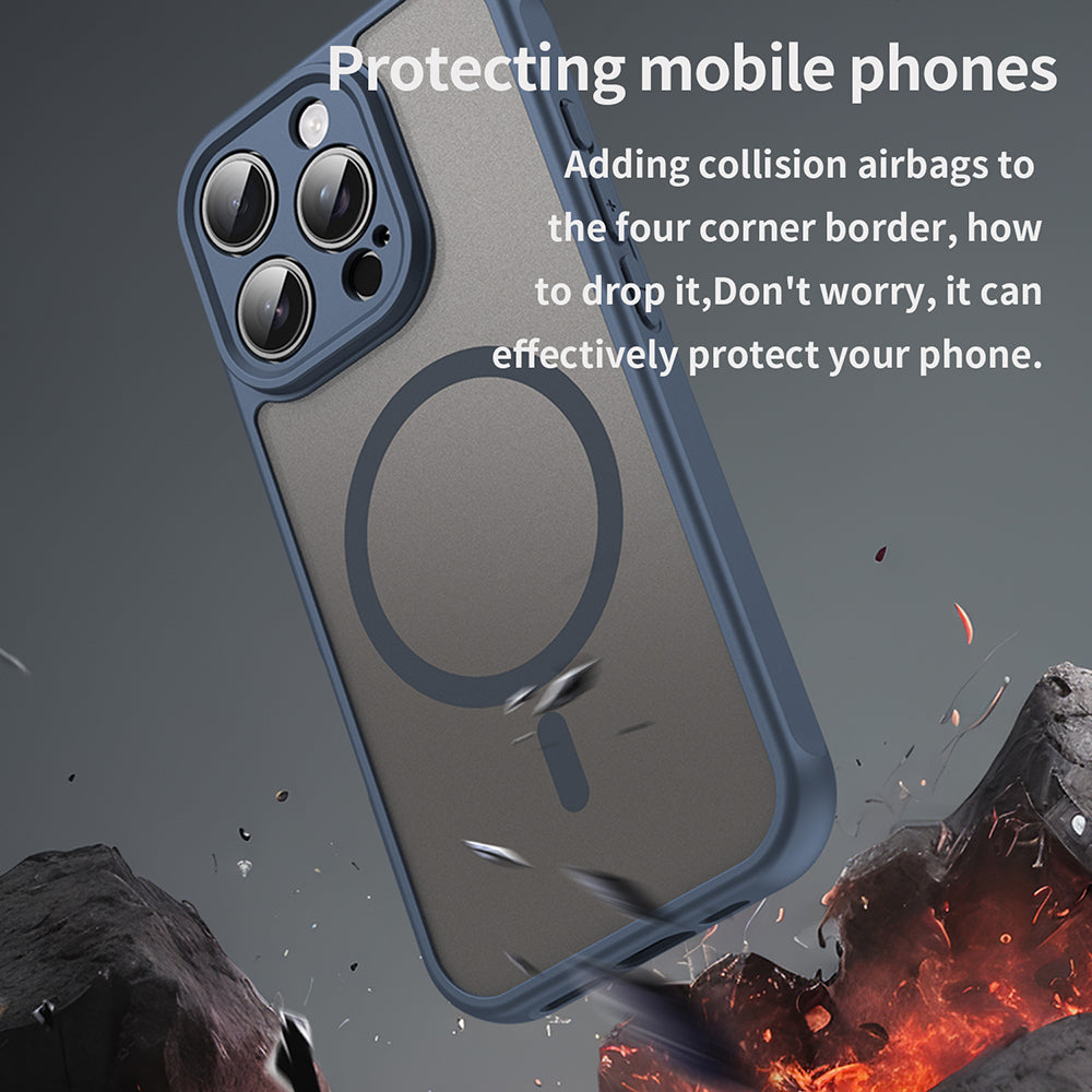 Husa de protectie Techsuit HaloFrost II MagSafe compatibil cu iPhone 16 Pro, Bleumarin