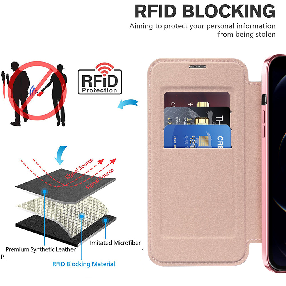 Husa de protectie Techsuit SmartMag Book compatibil cu iPhone 12 Pro Max, Roz