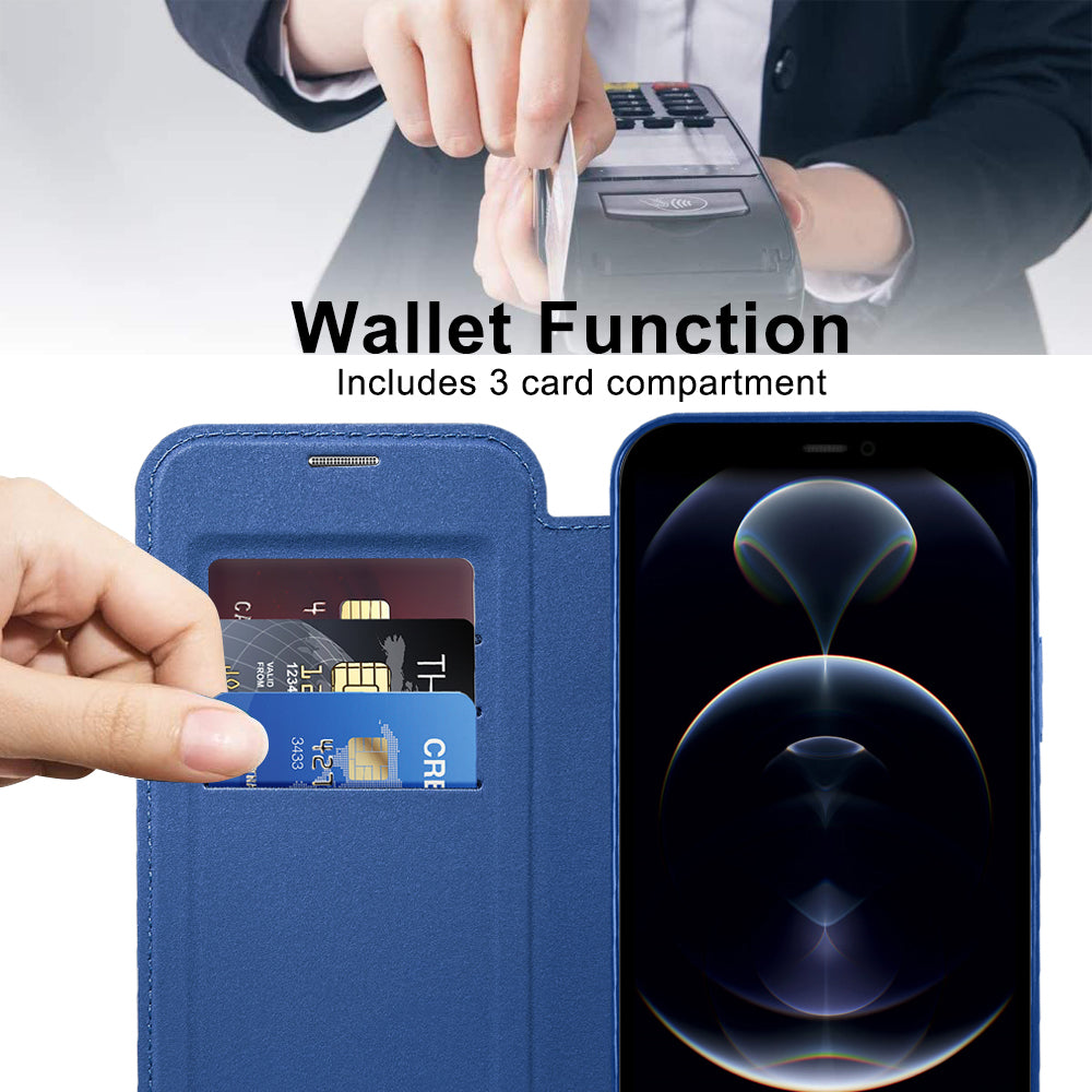 Husa de protectie Techsuit SmartMag Book compatibil cu iPhone 12 Pro Max, Albastru
