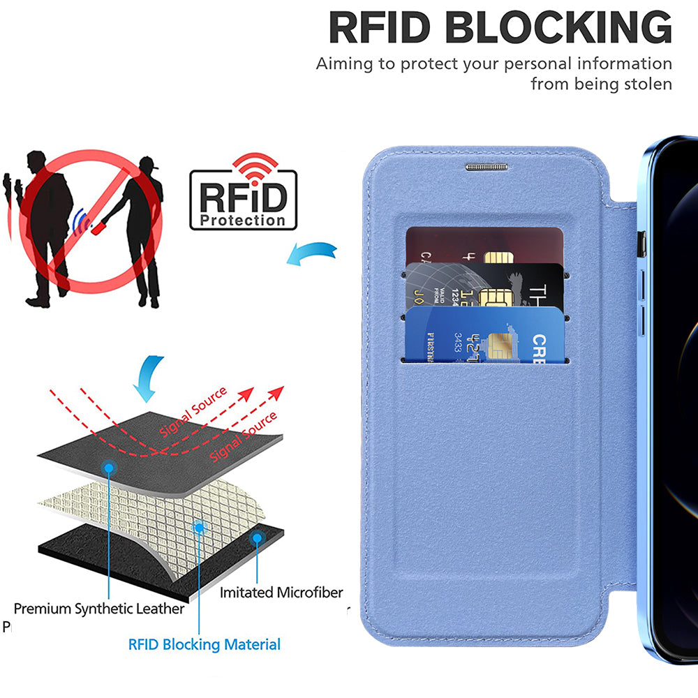 Husa de protectie Techsuit SmartMag Book compatibil cu iPhone 12 Pro Max, Albastru Deschis