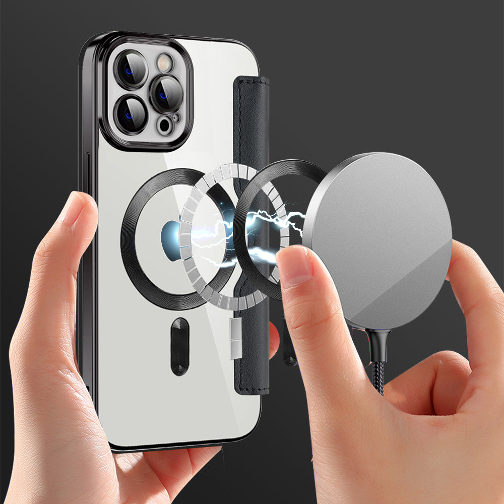 Husa de protectie Techsuit SmartMag Book compatibil cu iPhone 12 Pro, Negru