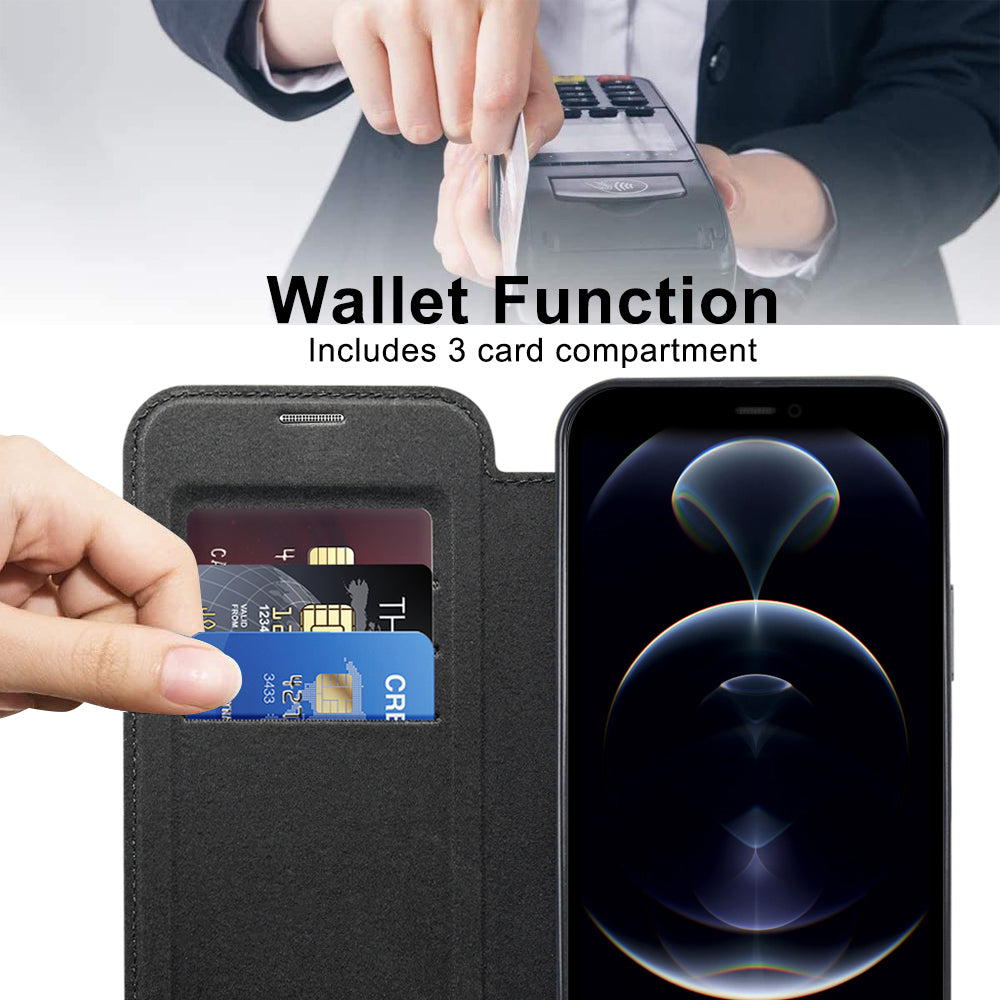 Husa de protectie Techsuit SmartMag Book compatibil cu iPhone 12 Pro, Negru