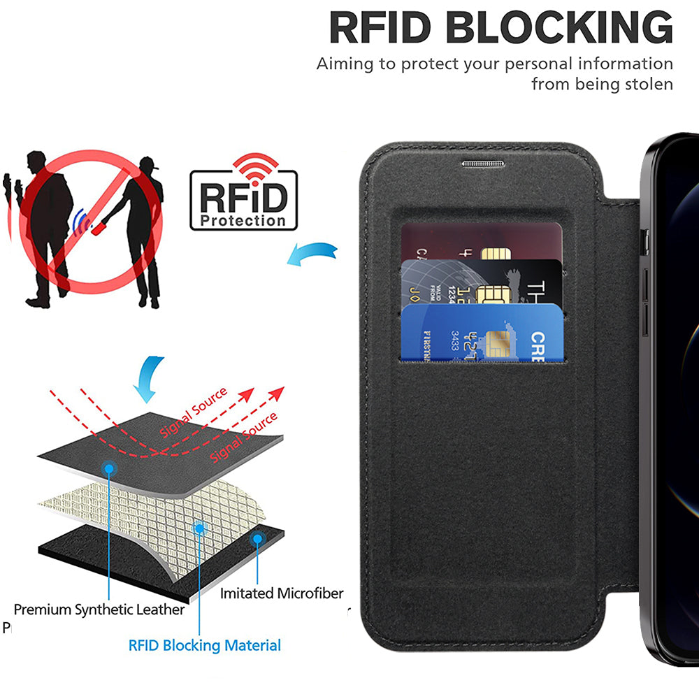 Husa de protectie Techsuit SmartMag Book compatibil cu iPhone 12 Pro, Negru