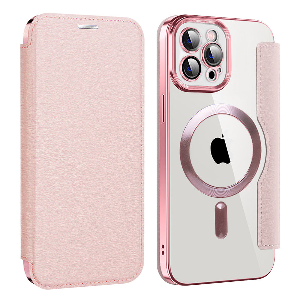 Husa de protectie Techsuit SmartMag Book compatibil cu iPhone 12 Pro, Roz