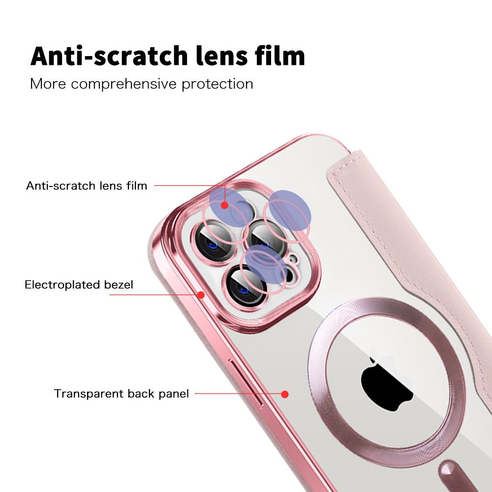 Husa de protectie Techsuit SmartMag Book compatibil cu iPhone 12 Pro, Roz