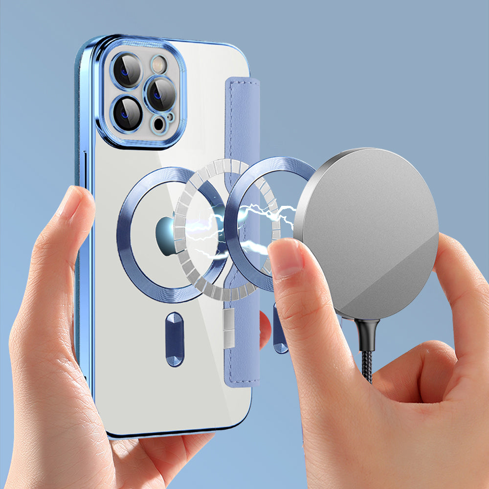 Husa de protectie Techsuit SmartMag Book compatibil cu iPhone 12 Pro, Albastru Deschis
