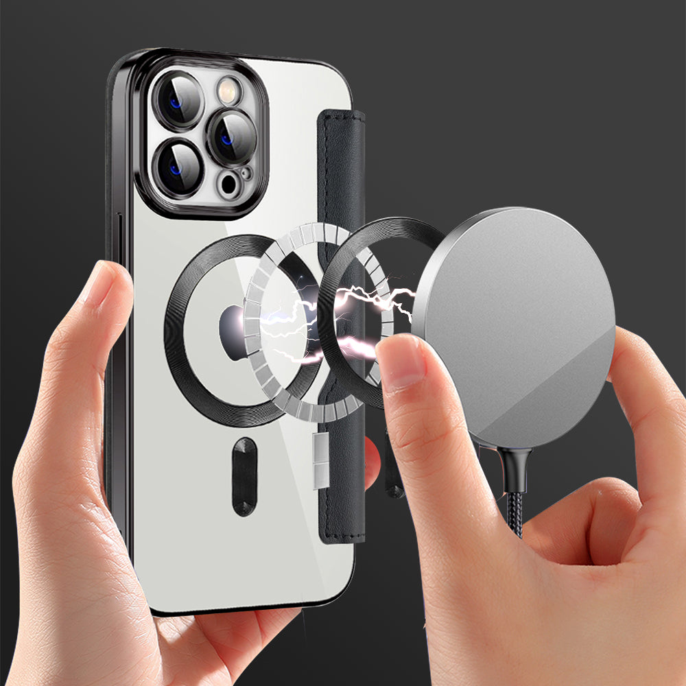 Husa de protectie Techsuit SmartMag Book compatibil cu iPhone 13 Pro, Negru
