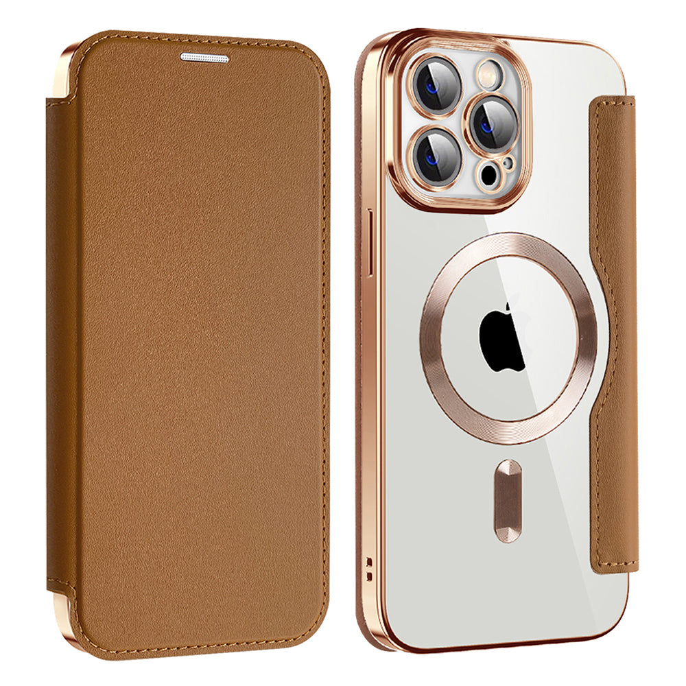 Husa de protectie Techsuit SmartMag Book compatibil cu iPhone 13 Pro, Maro