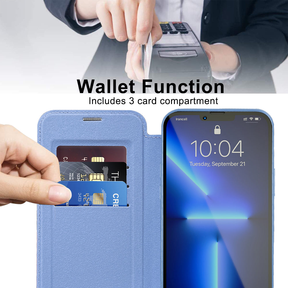 Husa de protectie Techsuit SmartMag Book compatibil cu iPhone 13 Pro, Albastru Deschis