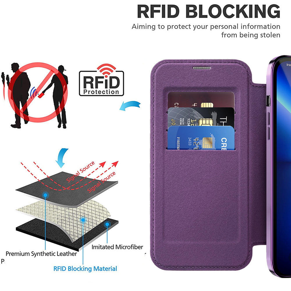 Husa de protectie Techsuit SmartMag Book compatibil cu iPhone 13 Pro, Mov