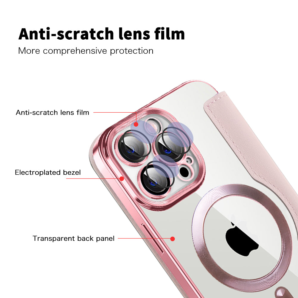 Husa de protectie Techsuit SmartMag Book compatibil cu iPhone 13 Pro Max, Roz