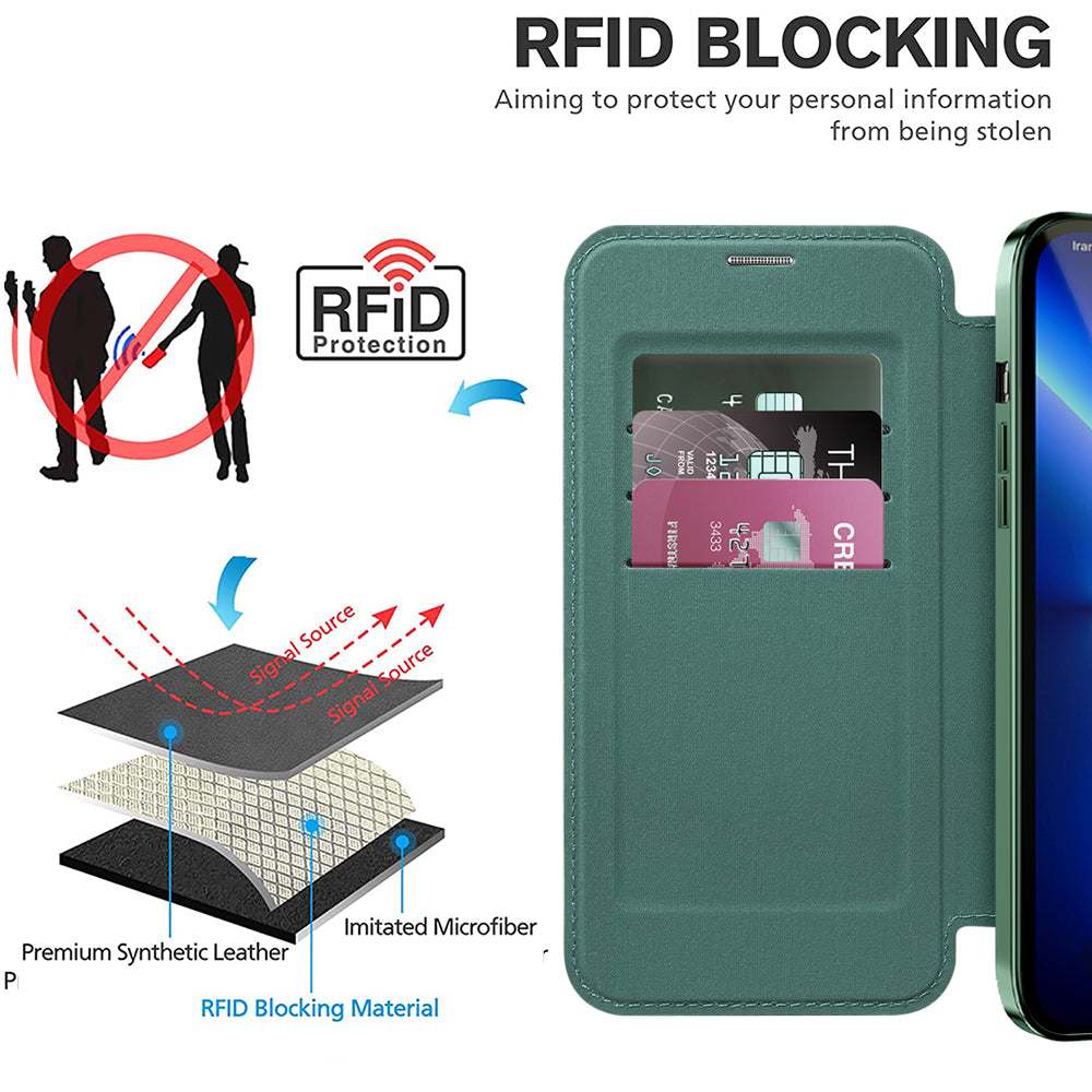 Husa de protectie Techsuit SmartMag Book compatibil cu iPhone 13 Pro Max, Verde