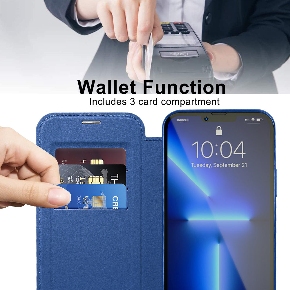 Husa de protectie Techsuit SmartMag Book compatibil cu iPhone 13 Pro Max, Albastru