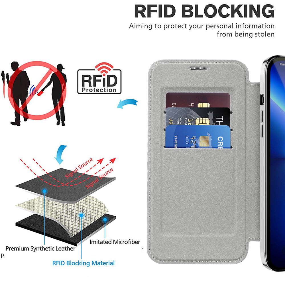 Husa de protectie Techsuit SmartMag Book compatibil cu iPhone 13 Pro Max, Gri