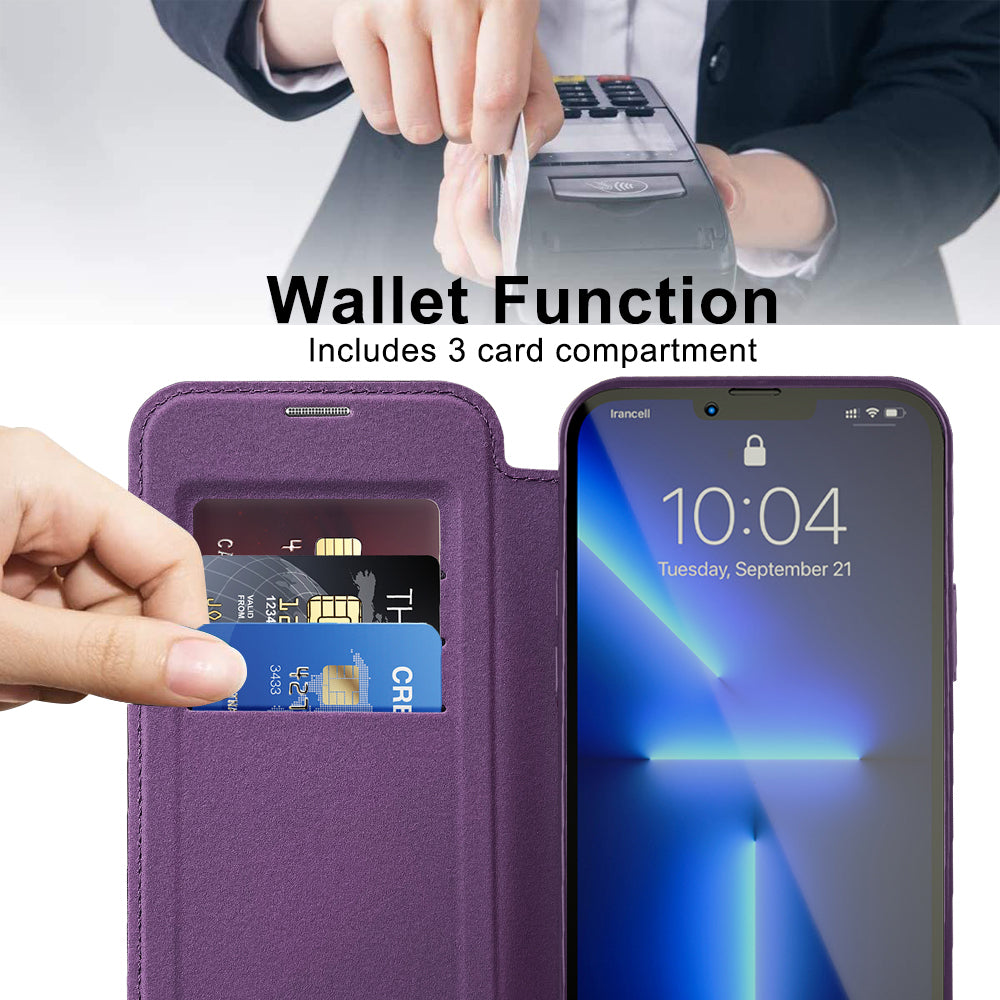 Husa de protectie Techsuit SmartMag Book compatibil cu iPhone 13 Pro Max, Mov
